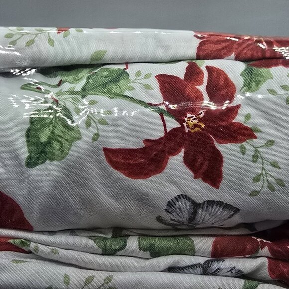 Lenox Butterfly Meadow Poinsettia Christmas 6-piece Queen Bedding Sheet Set New - Picture 6 of 6